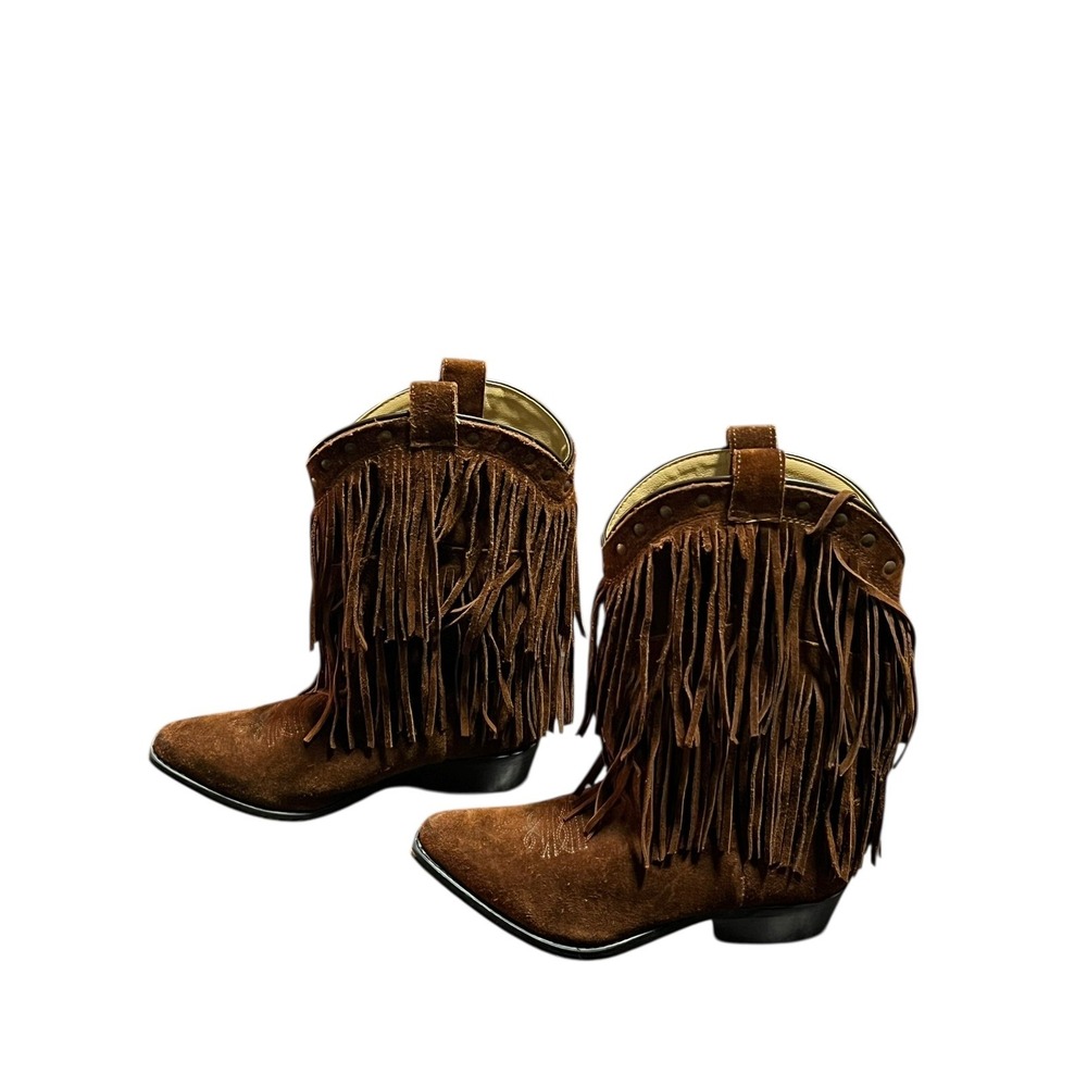 Smoky Mountain Boots‎ Womens Size 4.5 Brown Suede Fringe Cowboy Wisteria 3514Y